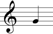 Treble Clef Note Names On the Treble Clef Staff, the note written on line 1 is an E. When we move up the staff, the notes get higher. The note that fits on the first space is an F.
