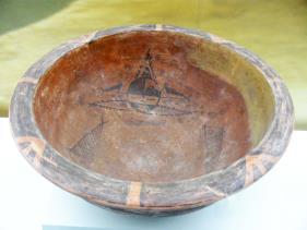 ) Detail Pottery Object Image Oracle Script Word A Basin with Human Fished Face, Banpo