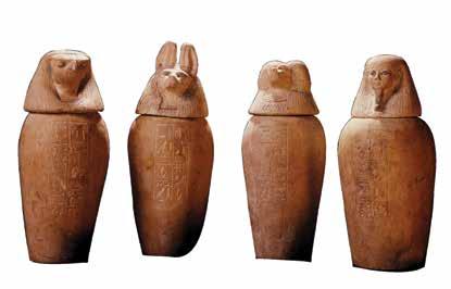 For example, everything inside a pharaoh s body, except the heart, was taken out. The pharaoh s insides were placed in canopic jars.