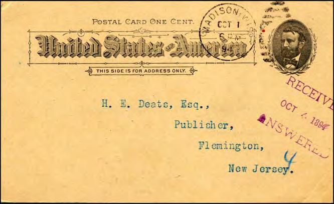 Larry T. Nix ~ POSTAL CARDS & HIRAM E. DEATS Deats was an avid student of the history of New Jersey and specifically of Hunterdon County.