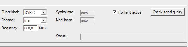Configuring the DVB-C tuner Figure 9: Input parameters for the DVB-C tuner TASK 1. Select the DVB-C entry from the Tuner Mode drop-down menu. 2.
