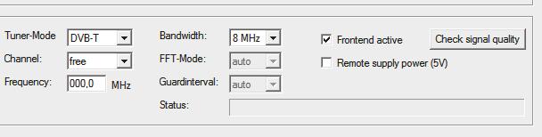 Configuring the DVB-T tuner Figure 10: Input parameters for the DVB-T tuner TASK 1. Select the DVB-T entry from the Tuner Mode drop-down menu. 2.