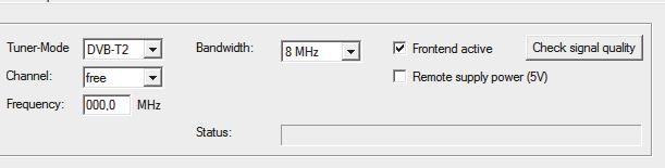 Configuring the DVB-T2 tuner Figure 9: Input parameters for the DVB-T2 tuner TASK 1. Select the DVB-T entry from the Tuner Mode drop-down menu. 2.