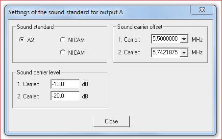Setting the sound standard In order to set the sound standard, you must start by clicking the Sound standard button in the Output parameters area of the Detailed settings screen.