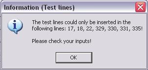 If an invalid line is entered, an error message is displayed (see figure 13, below).