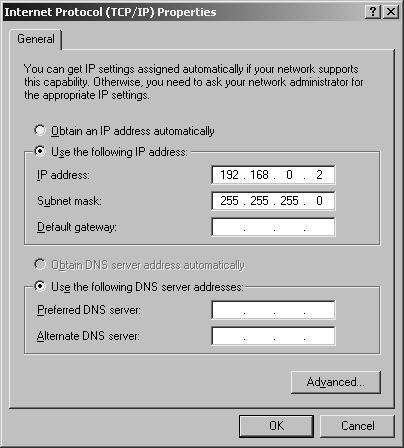 Network settings For Windows 2000 1 Under [Control Panel], open [Network and dialup connection] with a double click.