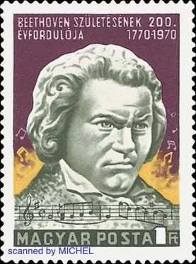 HUNGARY Scott??? Michel 2598 1970 marked the 200th anniversary of the birth of the great German composer Ludwig van Beethoven (1770-1827).