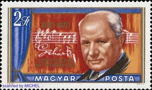 HUNGARY Scott??? Michel 2583 Issued by Hungary to commemorate the 100th anniversary of the birth of Franz Lehar (1870-1948). Lehar was a famous composer of operettas.