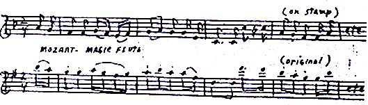 The left half of the sheet is devoted to a sixteen bar quotation from Papageno's aria, Der Vogelfänger bin ich ja from the first act of the opera The Magic Flute.