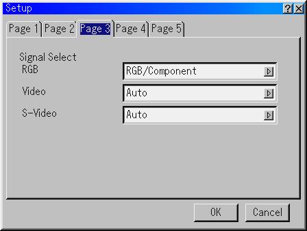 Setup Enables you to set operating options. Press "OK" to save your changes for all the features of Page1, Page2, Page3, Page 4 and Page 5.