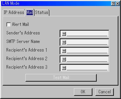 Mail Status Alert Mail: Checking this box enables Alert Mail feature. This option notifies your computer of an error message via e-mail when using wired LAN.