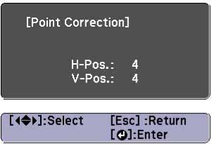 5. Select the Point Correction setting and press Enter. 6. Select the number of grid lines to display and press Enter. 7.