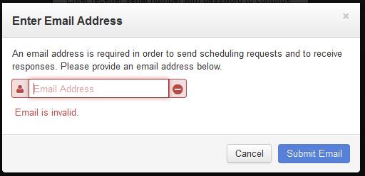 4) If this is your first time logging in, enter a valid email address to receive confirmation responses (required).