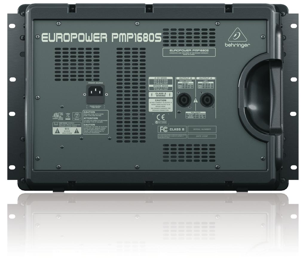 EUROPOWER PMP1680S For service, support or more information contact the BEHRINGER location nearest you: Europe MUSIC Group Services UK USA/Canada MUSIC Group Services NV Inc.