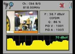 (differents if analog or digital signal), spectrum, span and current resolution fi lter. 4.- tv, spectrum and meter.