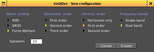 Figure 2: The new configuration dialog Finally select the number of speakers to use, then click Create. 4.
