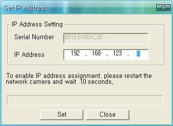 2. Select the camera of which you wish to change the IP address and click (Set IP Address) button