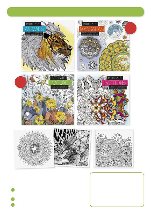 Intricate colouring Pull-out art pads Everyone can create unique colourful pictures with these fun colouring pads. Grab your pencils, markers and crayons and get creative!