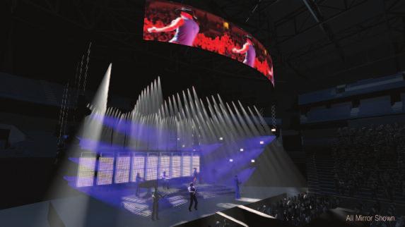 All of the automation the periaktoi columns, the pantographs, and the Austrian curtain featured at the beginning of the arena and amphitheatre shows are all controlled by one system running Fisher