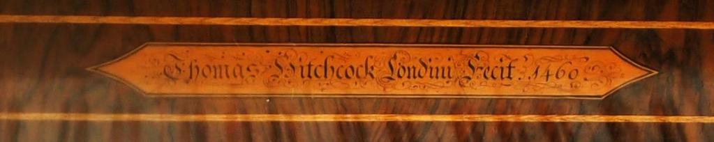 The Spinets of the Hitchcock Dynasty: Names, Numbers, and Dates Presented by David Hackett at the Friends of Square Pianos Spinet Day April 8 th 2017 The Hitchcock workshop, operating for a good part