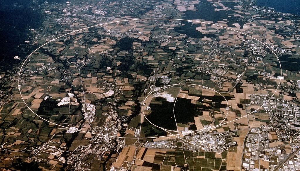 1 LHCb Figure 1.1: aerial view of CERN accelerator complex. The circles superimposed on the picture represent three accelerator machines displaced in underground tunnels.