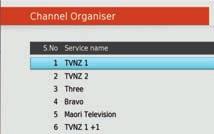 Main Menu Channel Organiser Here you can Lock, Skip, Move and Delete Channels.