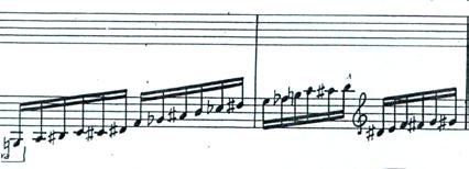 I, measures 21-23 This line, structured on diminished quarts or large thirds leads us to the first secondary theme which presents itself