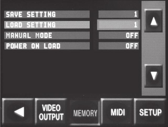 Other Features Saving/Recalling Settings (Memory) You can take the current settings, including audio and video settings and the panel state, and save them as a single set in the VR-3EX s internal