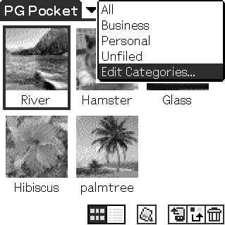 PictureGear Pocket PhotoStand/ Organizing Pictures Preview Mode Categorize icon Edit Categories dialog box Organizing Pictures Sorting Pictures The stored pictures in the CLIE handheld and Memory