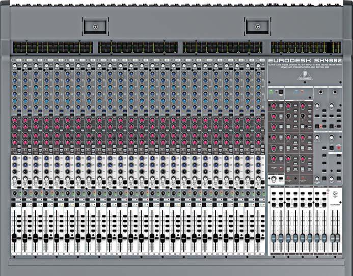 Analog Mixer EURODESK Ultra-low Noise Design 48/24 Input 8-Bus In-Line Mixer with XENYX Preamps, British EQs and Integrated Meterbridge Ultra-low noise, high-headroom analog mixer for studio, live,