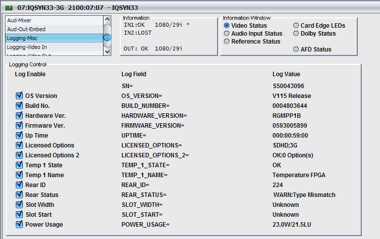 5.32 Logging Logging enables you to make information about several parameters available to a logging device connected to the RollCall network.