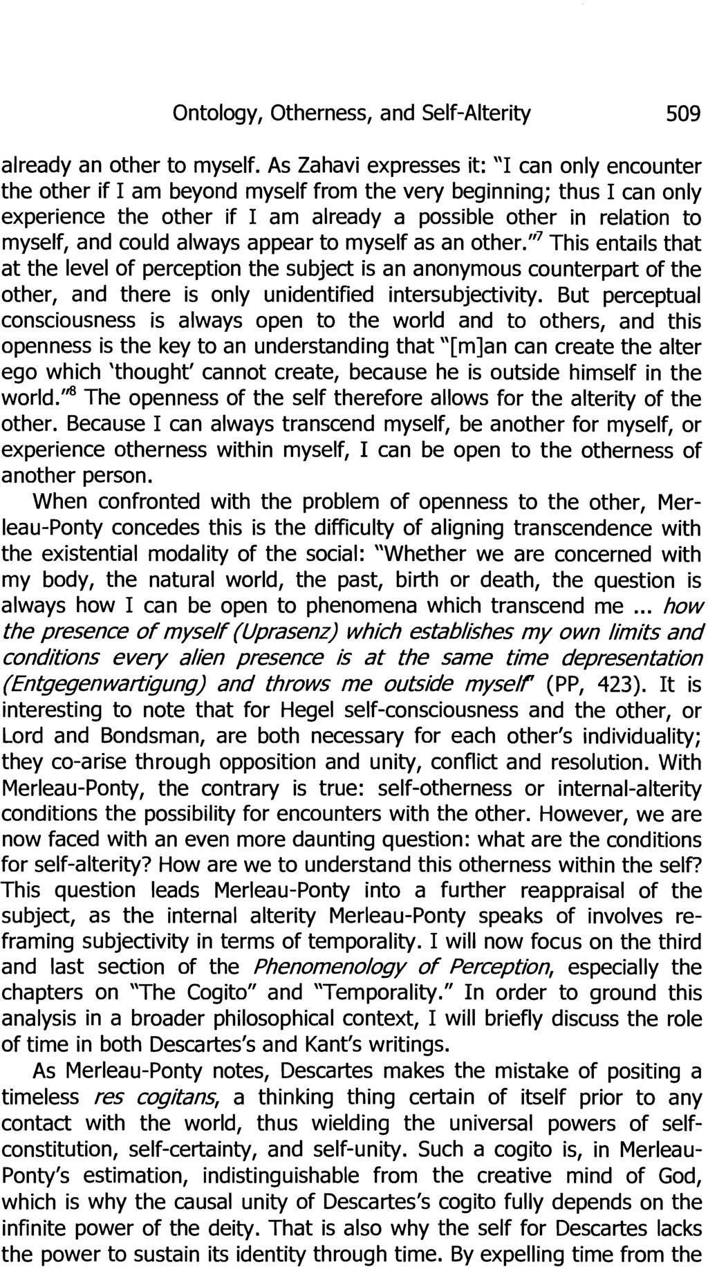 Ontology, Otherness, and Self-Alterity 509 already an other to myself.