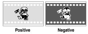 To display negatives, turn on the backlight by pressing the LAMP key, and then press the Neg button to display the film negatives.