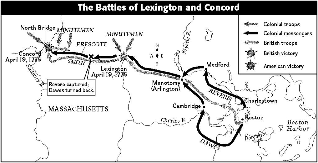 21 In what state were the battles of Lexington and Concord fought? A. New Hampshire C. Rhode Island B. Connecticut D. Massachusetts 22 The battles of Lexington and Concord were fought. A. on the same day C.