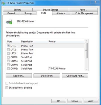 The instruction of using parallel port to print test page: Select a port from LPT1: Printer Port,LPT2: Printer