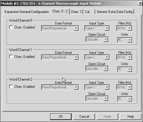 Configuration options for channels 0 to 2 are located on a separate tab from channel 3, as shown below.
