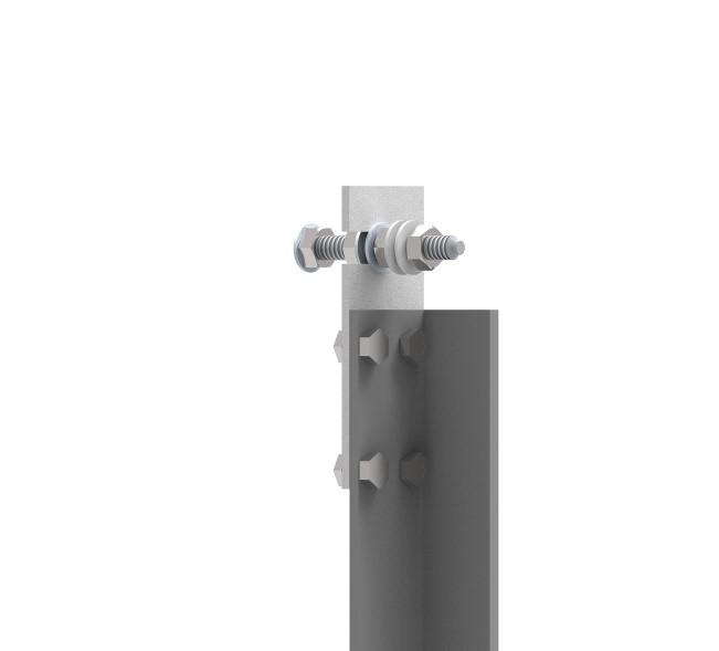 5.6 Vertical Installation contd... 8. Fit the lower FORK end of the next beam to the outer washers of the upper anchor of the previous beam and slot the HOOK end onto the next highest anchor.