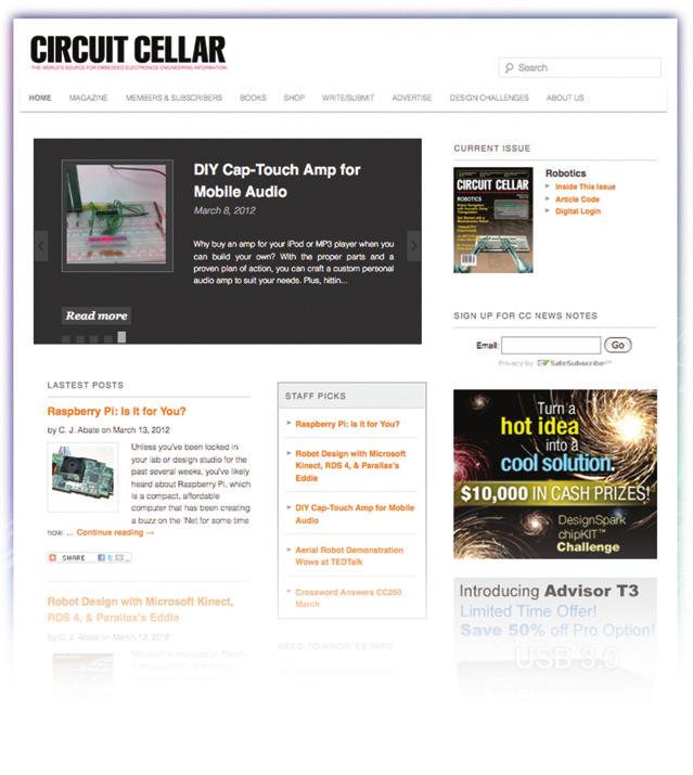 Web Advertising Circuit Cellar s website, www.circuitcellar.com, is the world s portal to hands-on embedded design projects!