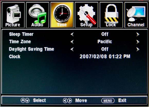 OSD Menu 3. Time menu Description Sleep timer: You may set the automatic shutdown timer choosing from 5 to 240 minutes, or deactivate this function.