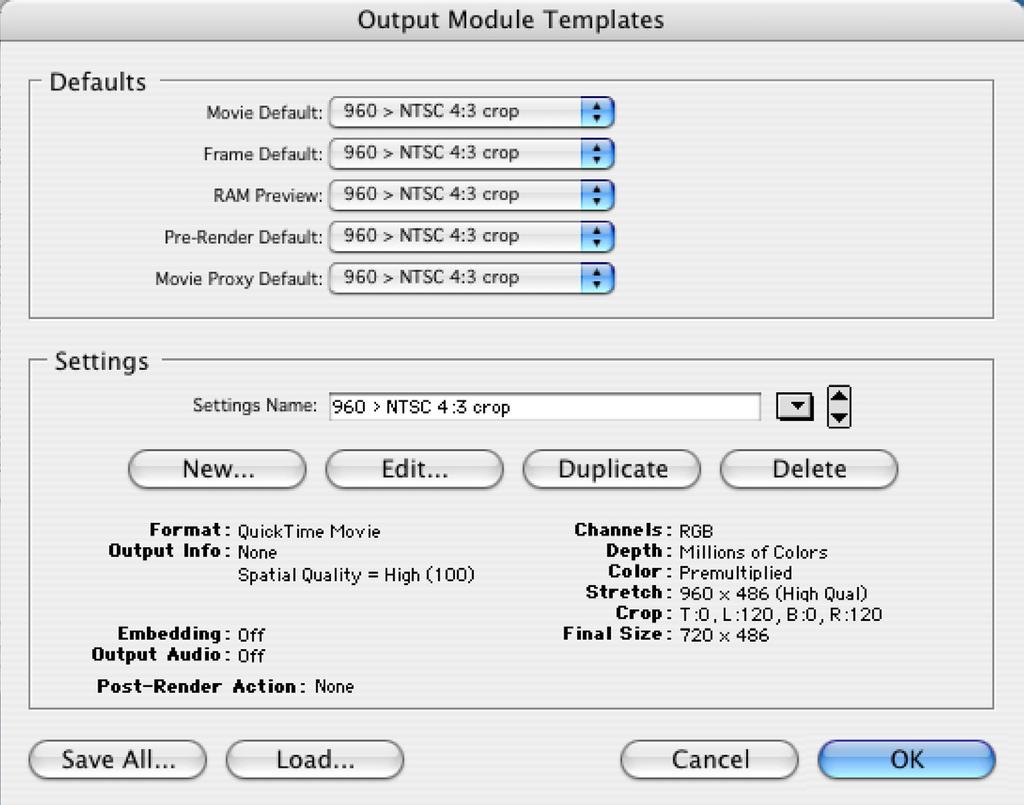 RENDER SETTINGS 8 Resolutions & Templates Importing