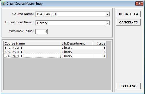 Master >> Classes/Courses Master Screenshot [6] Screenshot [6] add classes/courses that institution running and also set the maximum number of