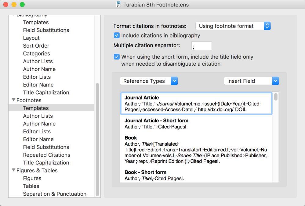 3.3.7 Footnote-Specific Template Options Styles have varying requirements for how citations in footnotes should be formatted.