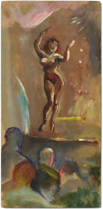 Original Artwork 82 E.E. CUMMINGS Burlesque. Original oil sketch. Oil on cardboard, 8½" by 17½".