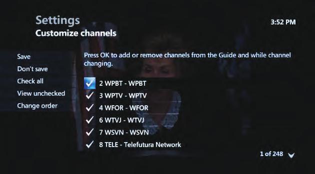 r emo Ve Cer t a in CHan n el S fro m t He Gu ide If you are certain you want to delete certain channels from the Guide, push Guide, then the # # button to bring up Gu ide o pt io n S.