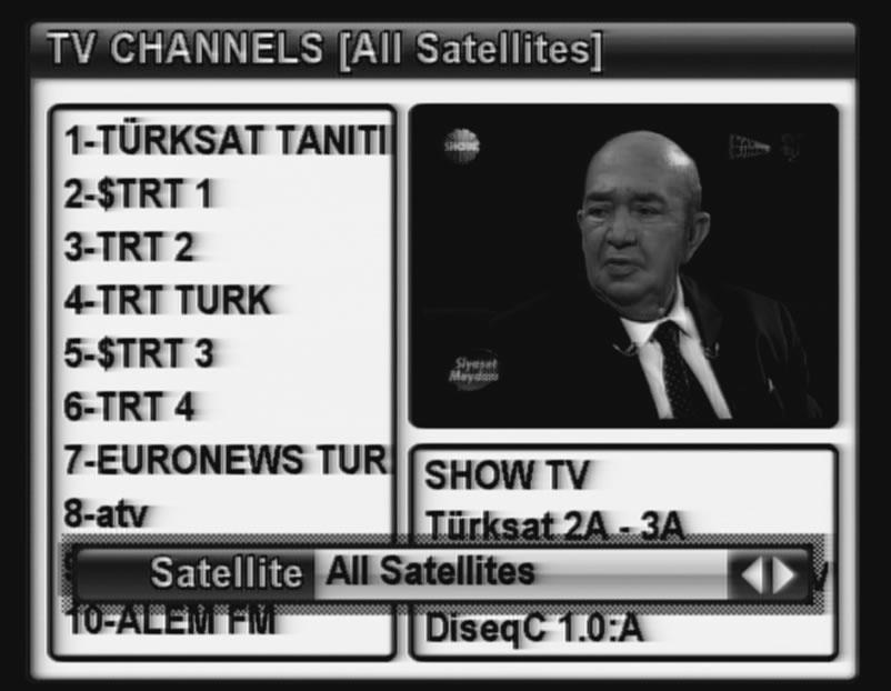 of CHANNEL LIST with OK, RADIO and TV channel list will