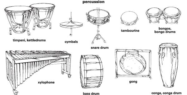 Percussion Family For Percussion instruments, sound is produced when the instrument is struck or shaken.