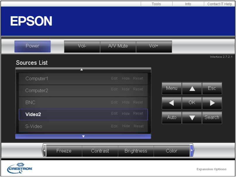 5. Set the Crestron RoomView setting to On to allow the projector to be detected.