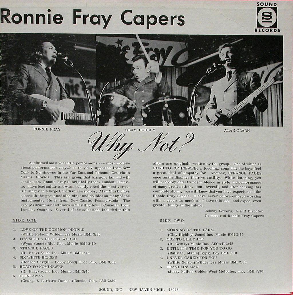 album information Description Speed: 33 RPM Record Size: 12" Duration: LP Ronnie Fray Capers - Why Not album recorded at