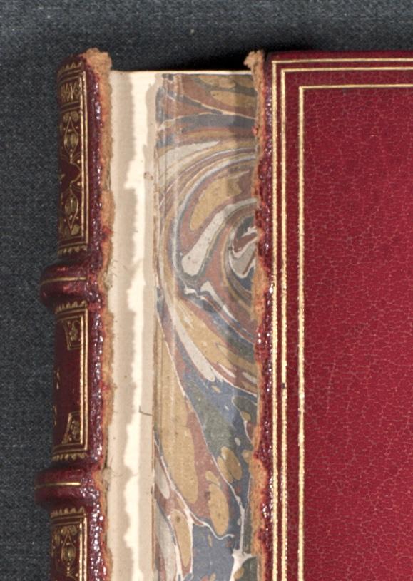 The initial preference for the binding would be a period-appropriate binding in dark or medium brown leather with simple blindtooled decoration and the title tooled in gold.