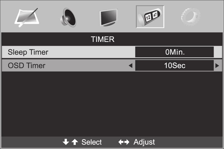 Customising the TIME Setting Preparation Sleep Timer The sleep timer automatically switches the TV to standby after the preset time has elapsed.